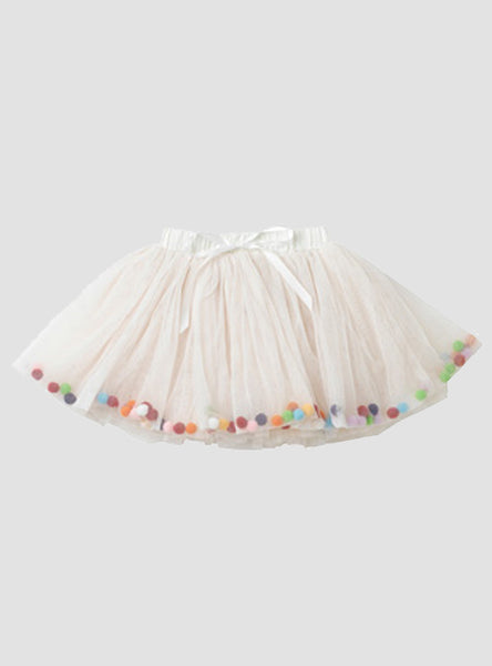 Celebration Cream Pom Pom Skirt